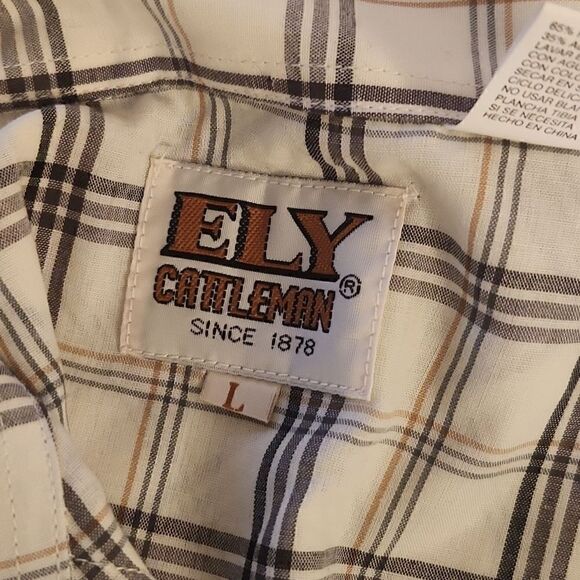 Off white plaid Eli Cattleman long sleeve button down shirt - Picture 6 of 7
